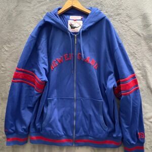 Mitchell & Ness New England Patriots Full Zip Hoodie Blue Red Throwback Mens 4XL